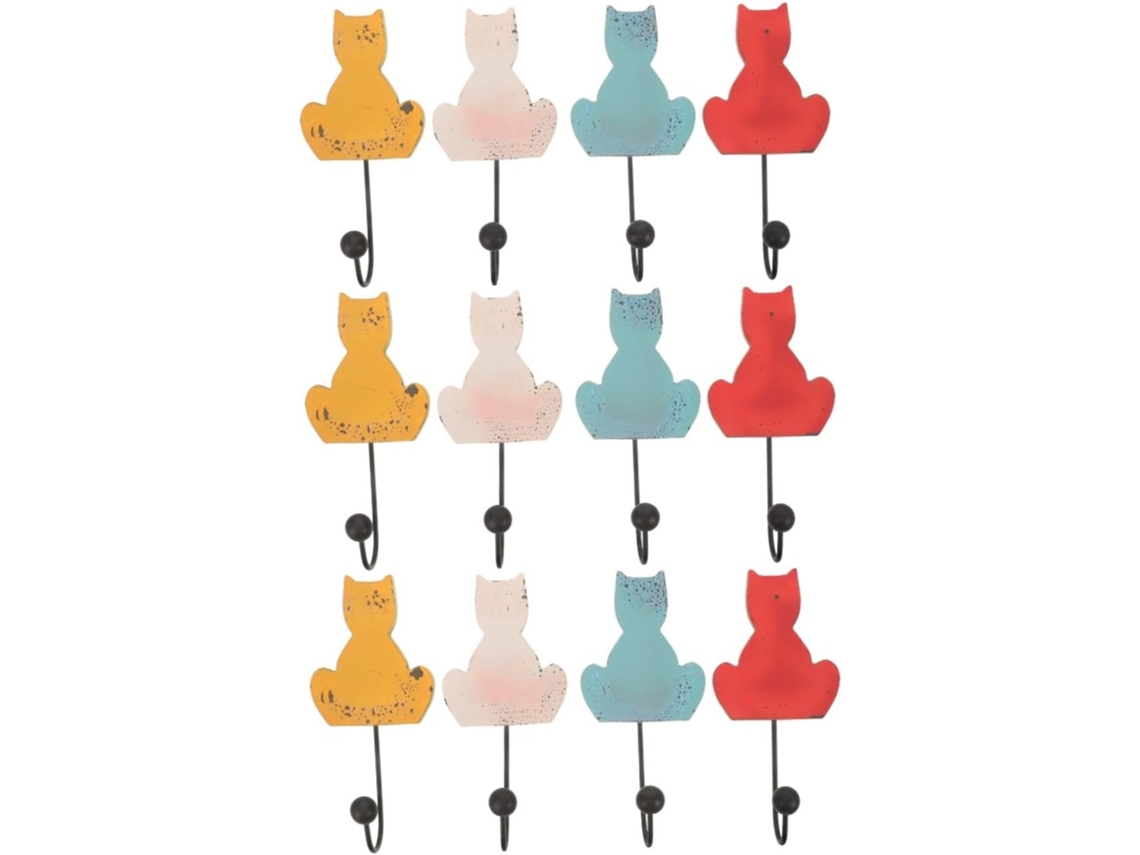 Conjunto De 3 Ganchos Decorativos Para Casacos Com Formato De Gato
