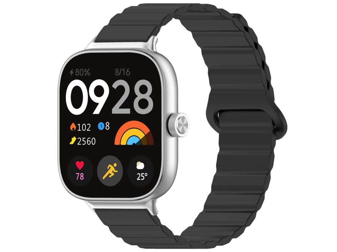 Bracelete Para Redmi Watch 6 / 5 / 4 - Silicone Magnético Brilhante Preta