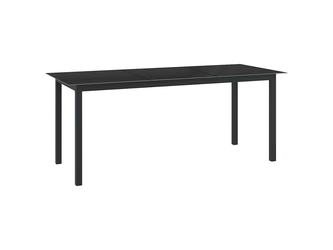 Vidaxl Mesa De Jardim Em Alumínio E Vidro 190x90x74 Cm Preto