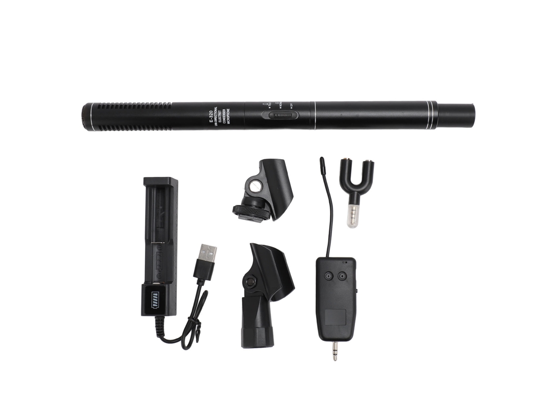 Aetheria microfone Sem Fio 2.4g Condensador Profissional de Alta Sensibilidade para Câmera Slr e Celular Preto 11 Polegadas