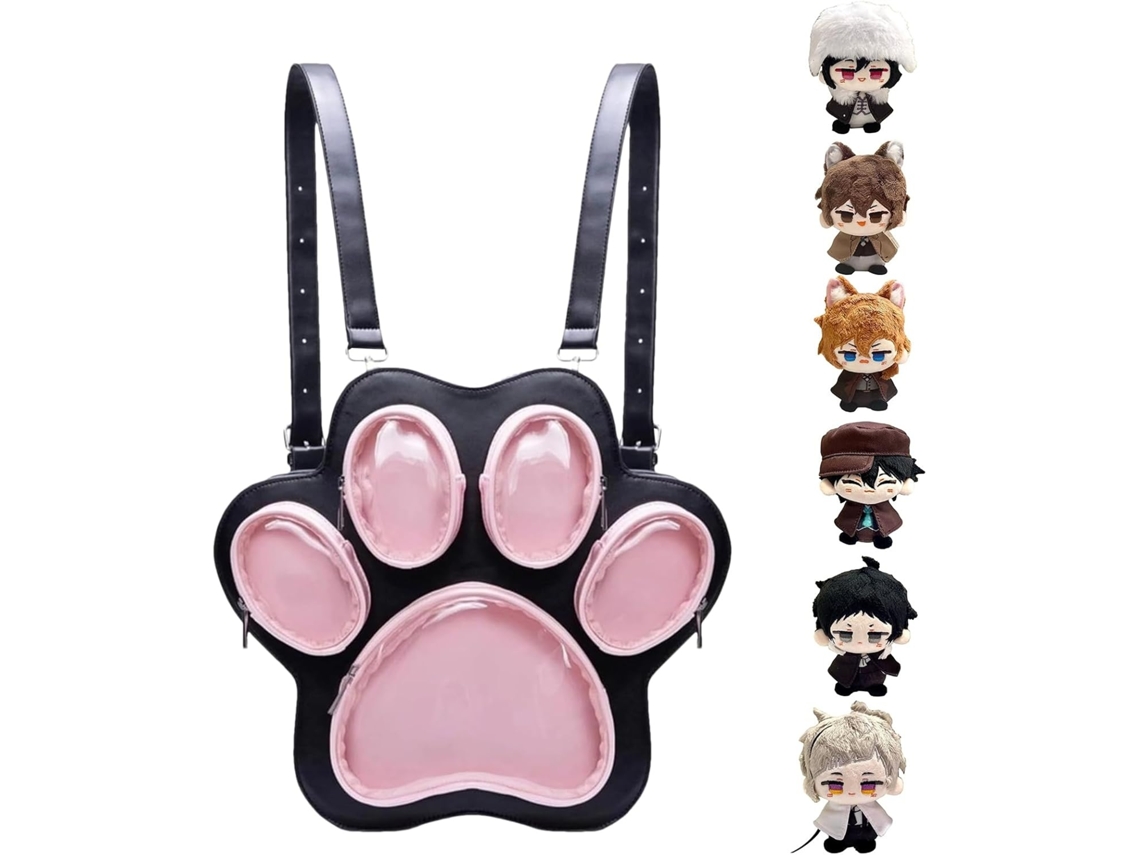 Lurelia Bolsa Escolar Pata De Gato, Mochila Macia Em Peluche Para Jovens