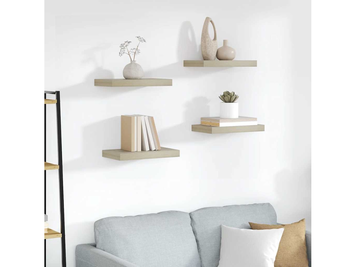 Vidaxl Prateleiras Parede Suspensas 4 Pcs 40x23,5x3,8cm Mdf Cor Carvalho