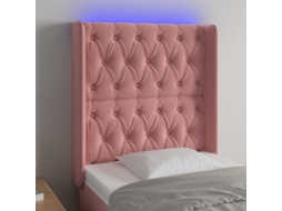 Vidaxl Cabeceira De Cama C/ Luzes Led Veludo 83x16x118/128 Cm Rosa