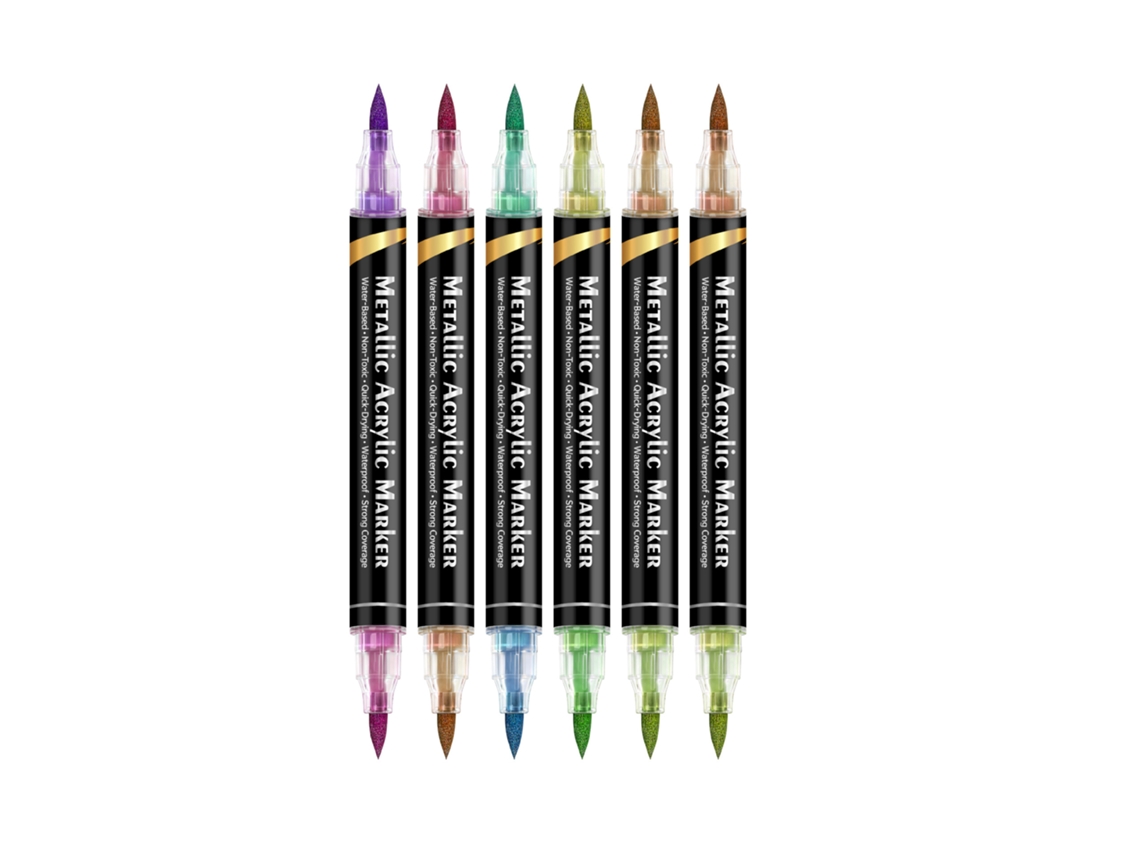 Conjunto De Marcadores Acrílicos De Ponta Dupla Com 48 Cores (pontas Macias) – Canetas De Arte E Desenho Para Crianças