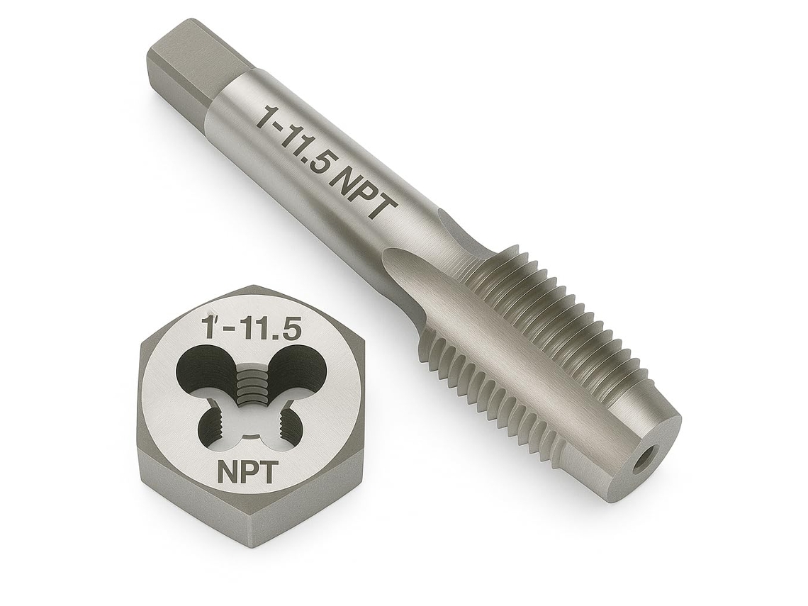 Jogo De Macho E Tarraxa Npt 1"-11 1/2" - Conjunto De Rosqueamento De Tubos Em Aço Liga Gcr15 Com Hexagonal,
