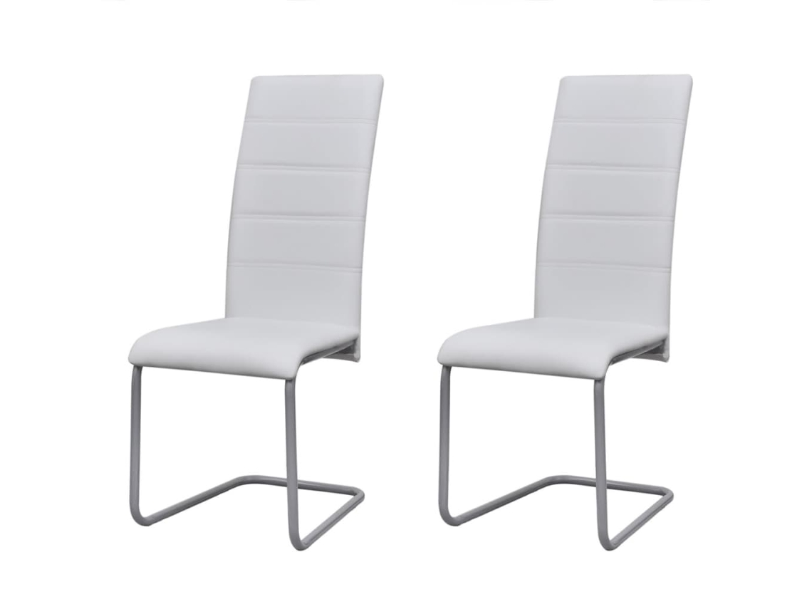 Conjunto 2 Cadeira de sala VIDAXL Branco Couro Artificial
