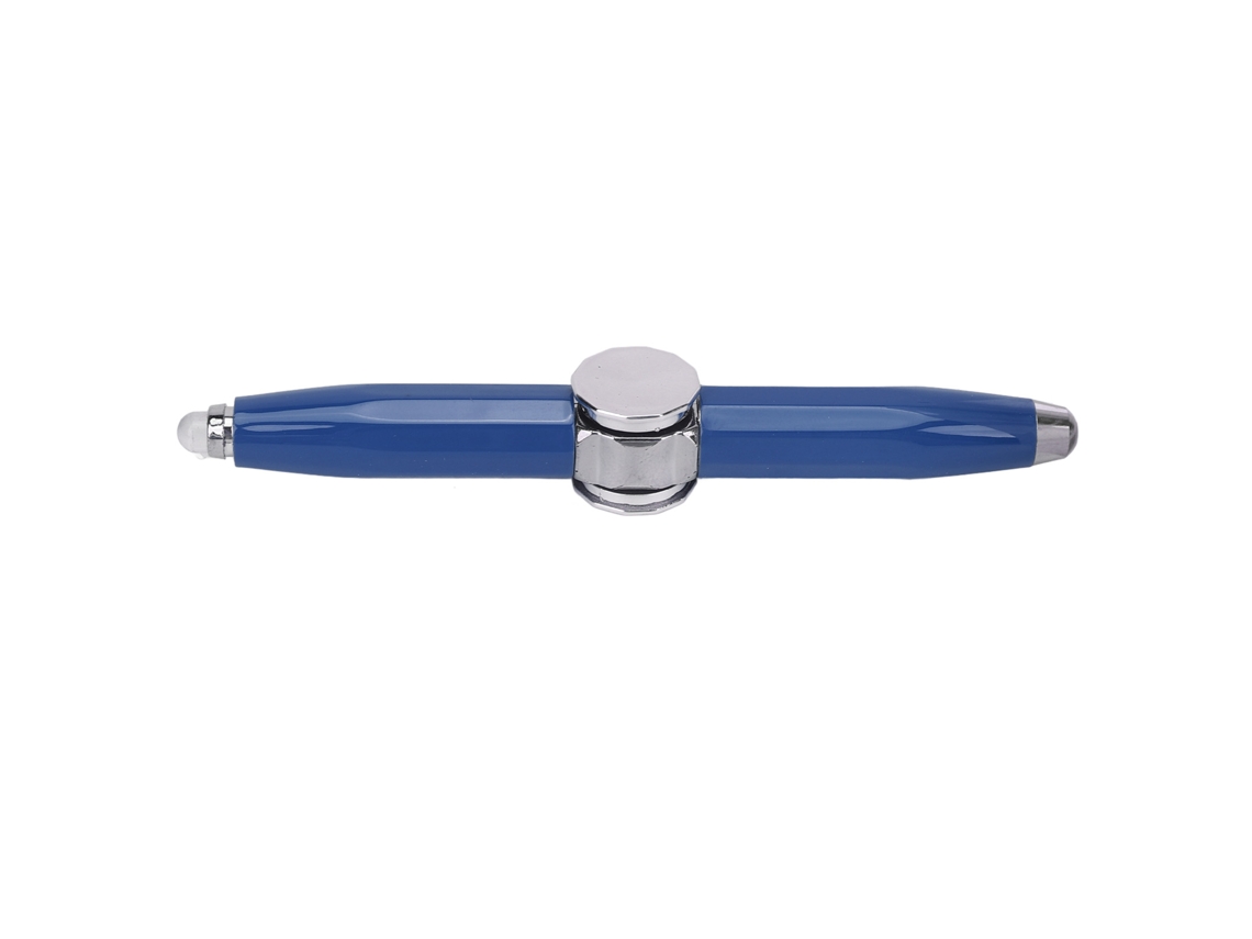 Caneta Escreve Giroscopio Com Luz Led Para Alunos Azul Portatil Alivio Estresse Rotacao Dedo
