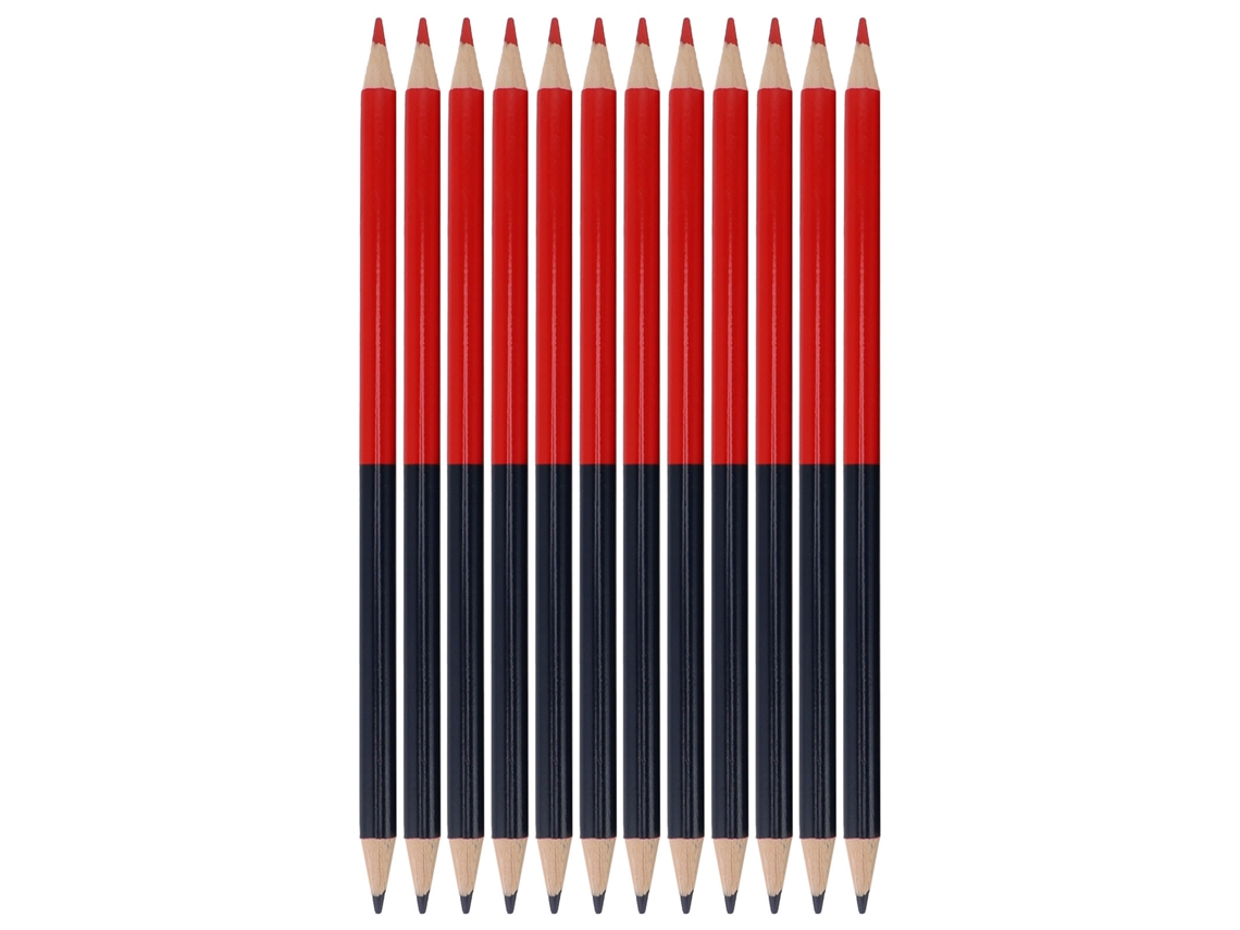Jogo De 12 Lápis Apagáveis De Duas Faces E Ponta Dupla, Pré-afilados, Para Desenhar, Escrever E Corrigir Tarefas, Lápis Vermelhos E Azuis.