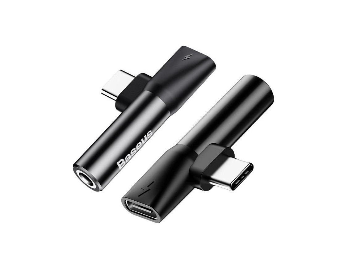 Adaptador De Áudio Usb, C Para 3,5 Mm/ Usb, C Samsung/android Baseus Preto