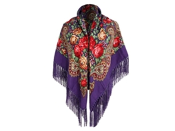 Falda De Mulher Em Oferta Bufanda Russa Babushka Estilo Tradicional Retro Ucraniano Impresso Com Borlas Quadrado Roxo Morado
