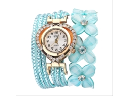 Relógio de Pulso Feminino de Liga com Quartzo Pulseira Multicamadas com Strass (menta)