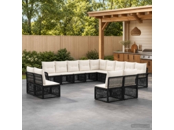 Vidaxl Conjunto De Sofá De Jardim 13 Unid. Preto Vime Pe