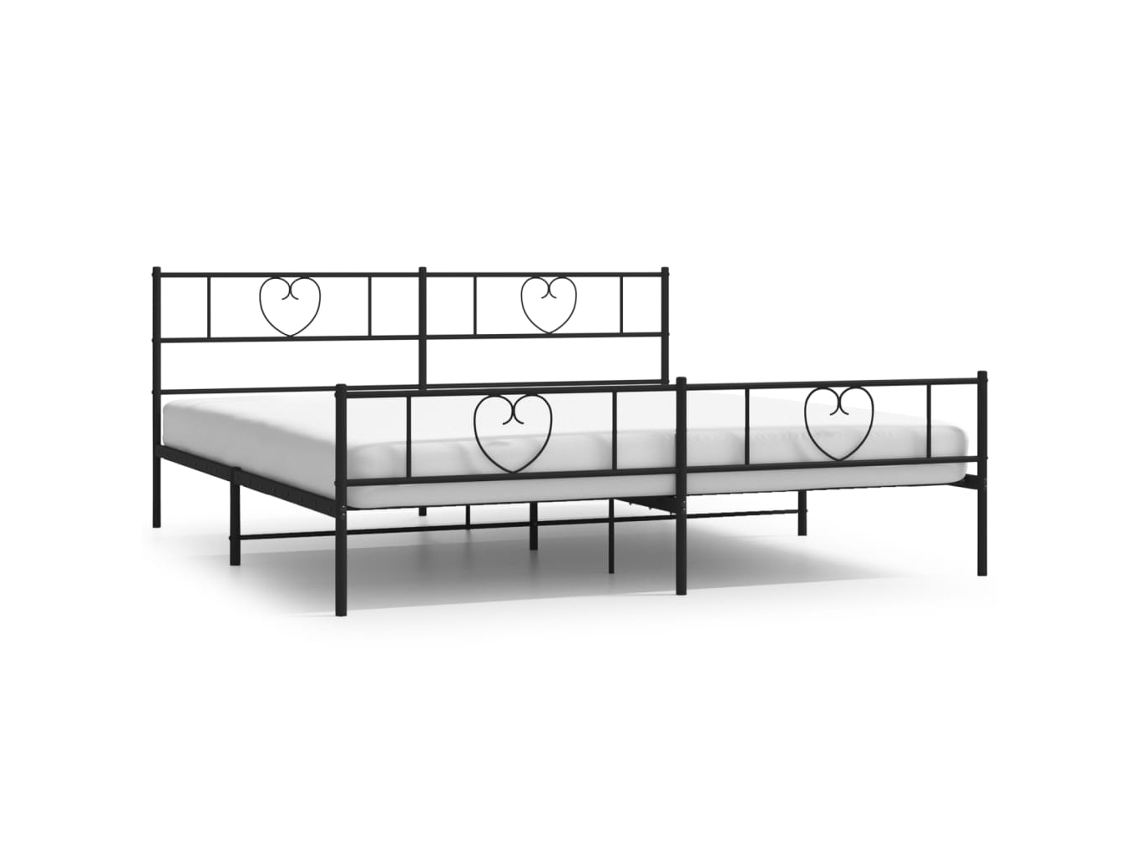 Bed Frame, Bed Frames Vidaxl Preto Aço (200 X 200 Cm)