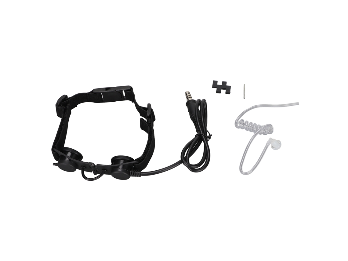Microfone de garganta ajustável, com redução de ruído, fone de ouvido militar, 7.1mm, preto, desmontável