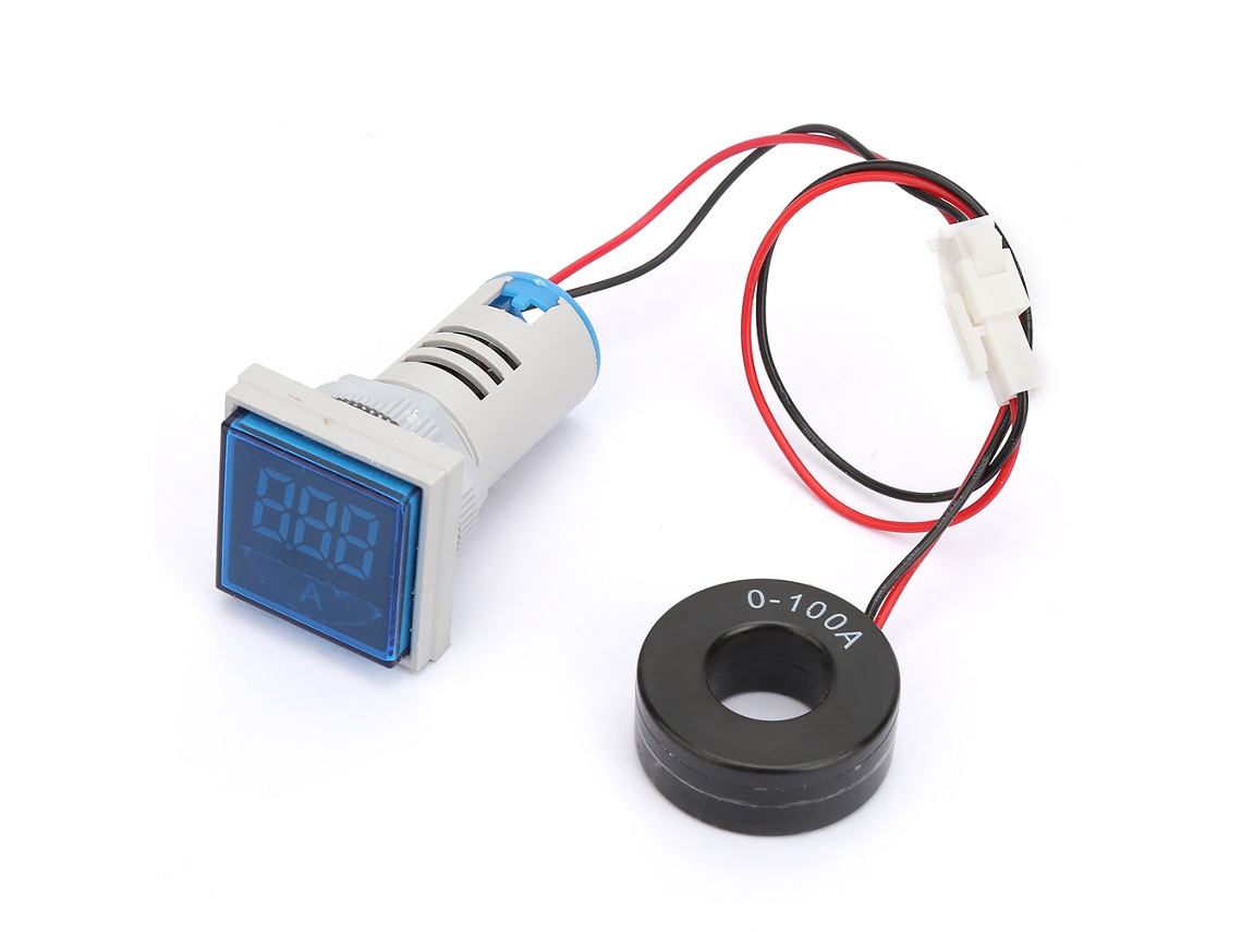 Indicador Digital De Corrente Ac Com Led 22mm 0-100a Ac220v Azul