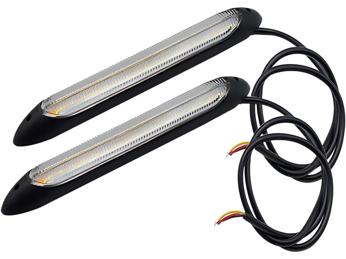 Solustre Conjunto De 2-luzes Diurnas Led Para Carro Com Piscas Integrados, Fácil Instalação, Fita Flexível De Pvc E