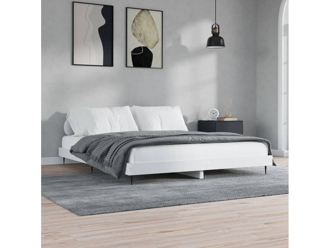 Vidaxl Estrutura De Cama 150x200 Cm Derivados De Madeira Branco
