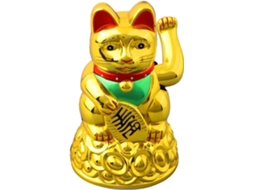 Gato da Sorte Chinês Maneki Neko com Pata Esquerda para Decoração de Escritório e Casa (16,5 cm)