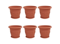 Conjunto 6 Plástico Vidaxl Vermelho Plástico (ø 34 X 28 Cm)