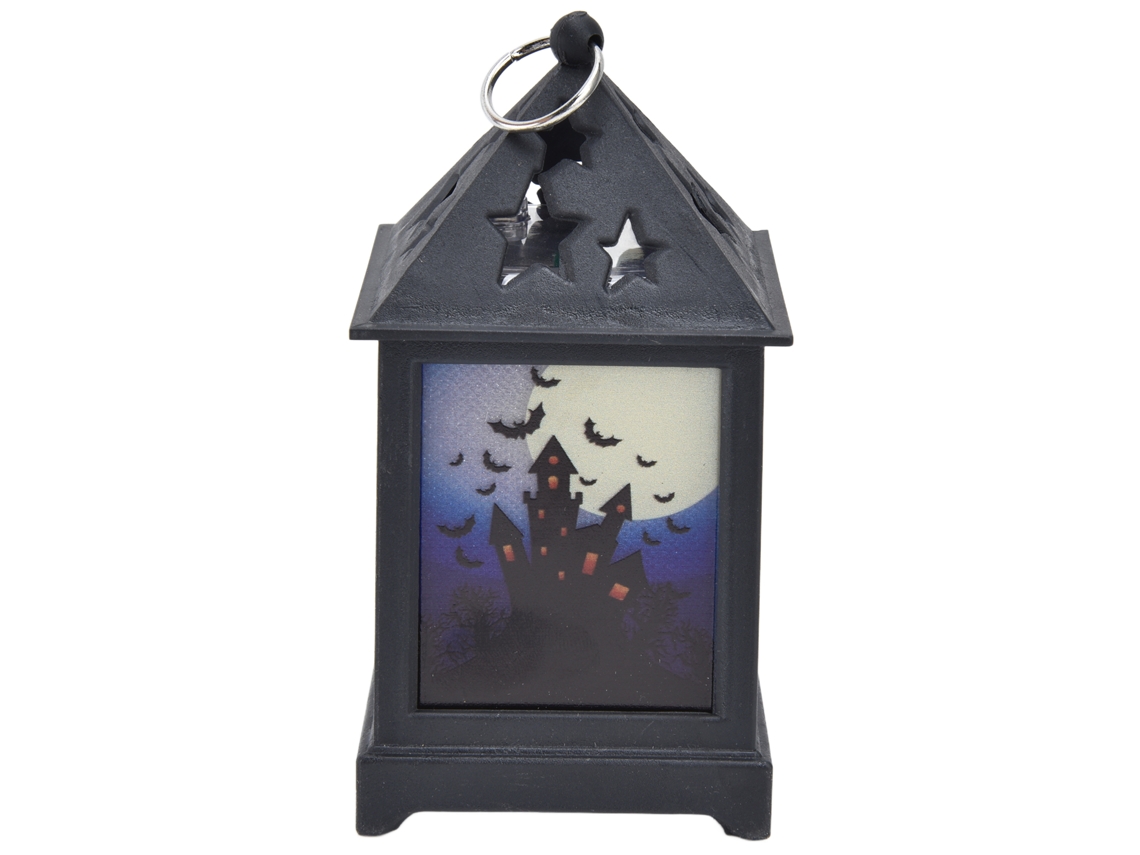 Lanterna de Halloween com Luz Led de Chama, Portátil, Decoração, Castelo