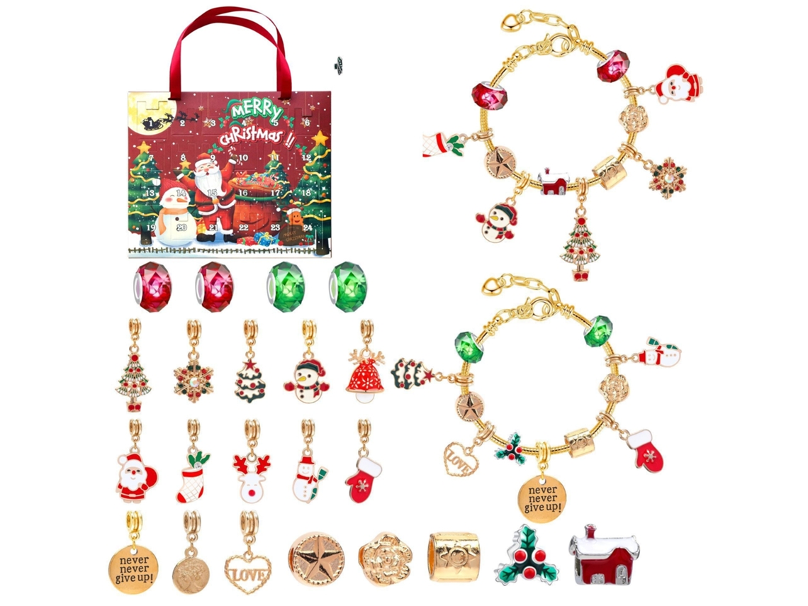 Calendário Do Advento Com Kit De Pulseiras De Natal, 24 Grades Elysve