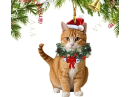 Enfeite Árvore Natal Ornamentos Acrílico Design Plano Lindas Estatuetas Felinas Lareira Jardim Escritório GOKOCO