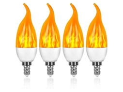 Conjunto de 4 Velas com Efeito Chama, Reguláveis, para Castiçal BRILVIBERA