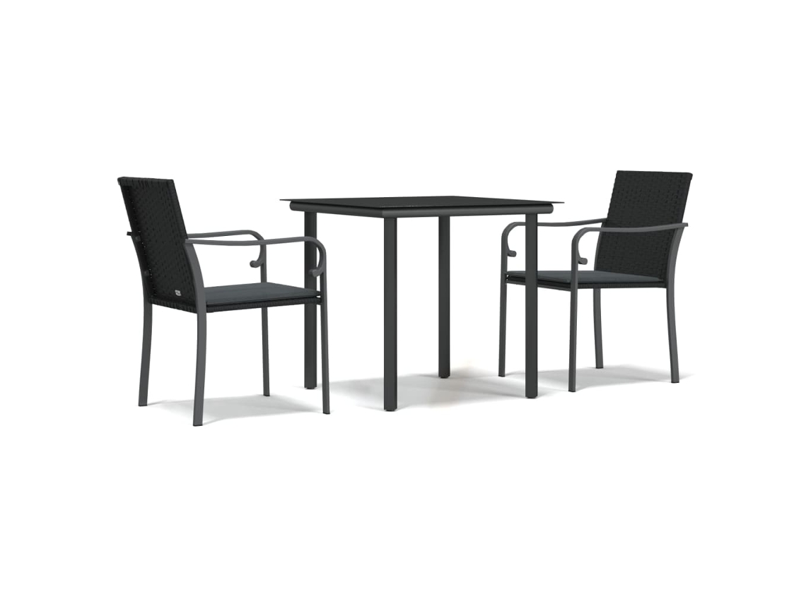 Conjunto de 3 Jantar para Jardim com Almofadões Vime Pe e Aço MAISON EXCLUSIVE (3pcs)