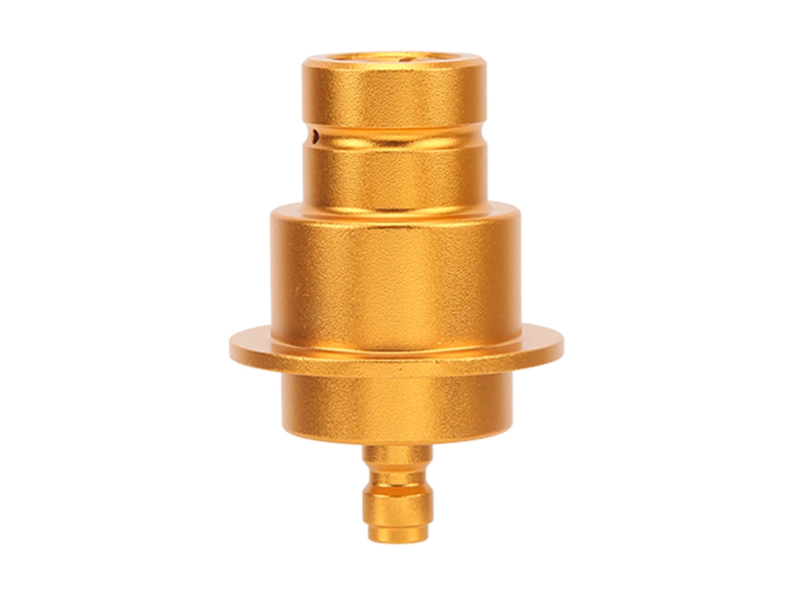 Adaptador de CO2 em liga de alumínio para máquina de refrigerante, conexão rápida de 0,3 polegadas, resistente ao desgaste e de alta dureza, dourado.