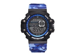 Relógio masculino casual para estudantes, pulseira de silicone à prova d'água, azul