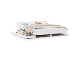 Bed Frame, Bed Frames Vidaxl Branco Madeira De Pinho (200 X 200 Cm)