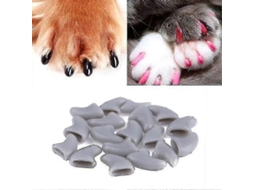 20 Capas De Unhas De Gato Macias De Silicone Protectoras Tamanho Xs Cinza