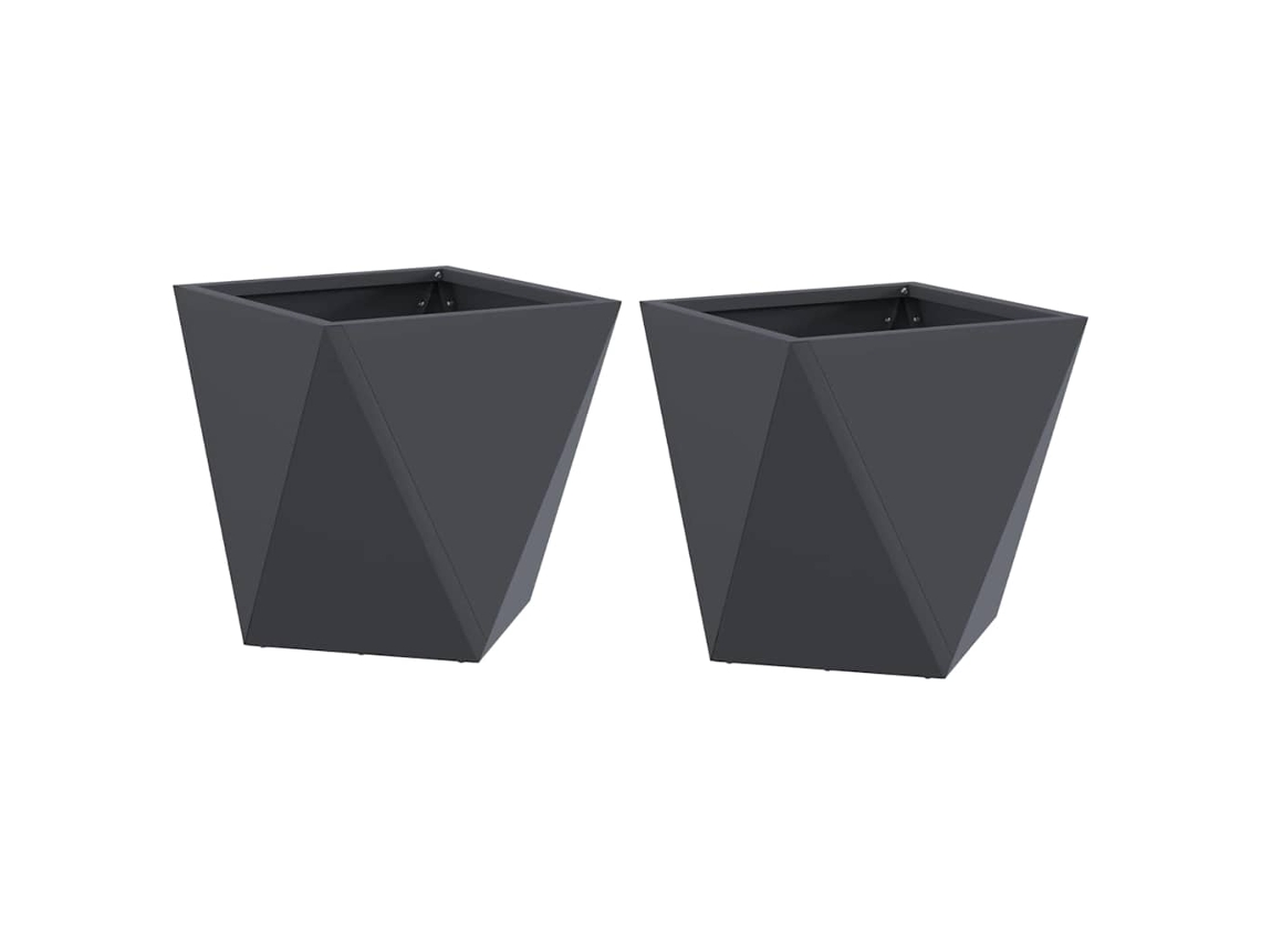 Conjunto 2 Caixa De Vaso Vidaxl Antracite Aço (30 X 30 X 30 Cm)