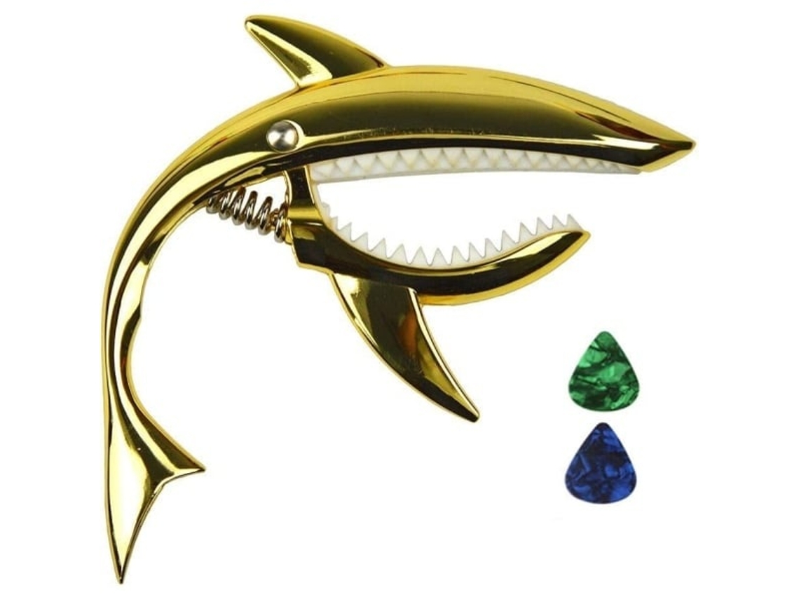 Lurelia Capotraste Shark De Liga De Zinco Para Violão E Guitarra Dourado