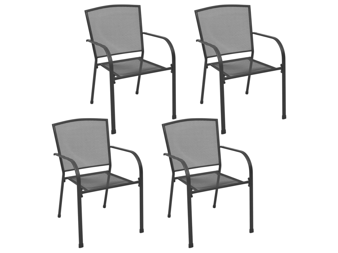 Cadeiras de jardim design rede 4 pcs aço antracite