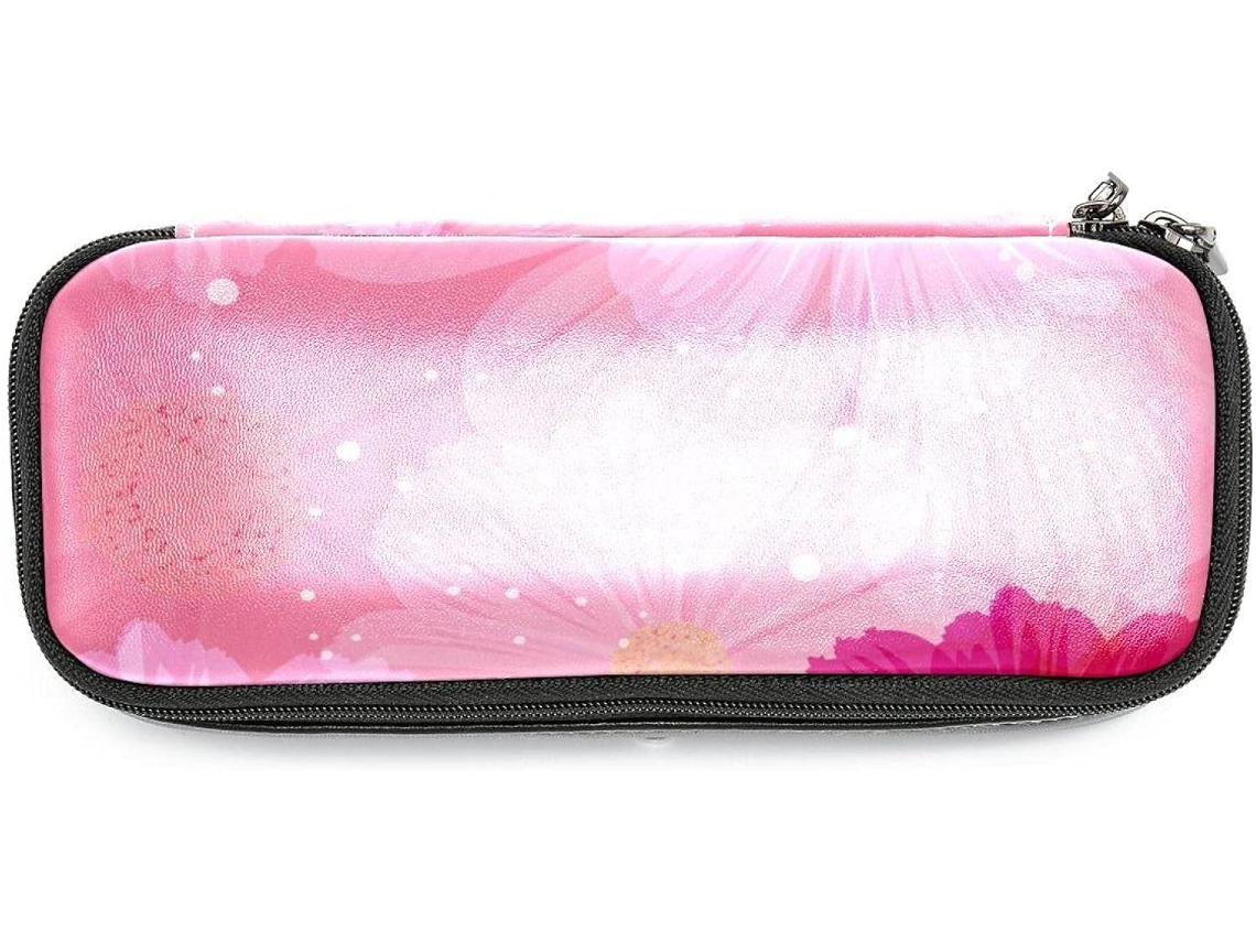 Porta-lápis Aquarela, estampa floral, rosa, grande capacidade, ideal para escola, mesa e adultos.