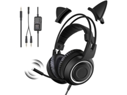 Fone De Ouvido Gamer Topiky Com Orelhas Gato, Cancelamento De Ruído, Microfone, Design Fofo, Plugue De 3, 5mm Para Pc E