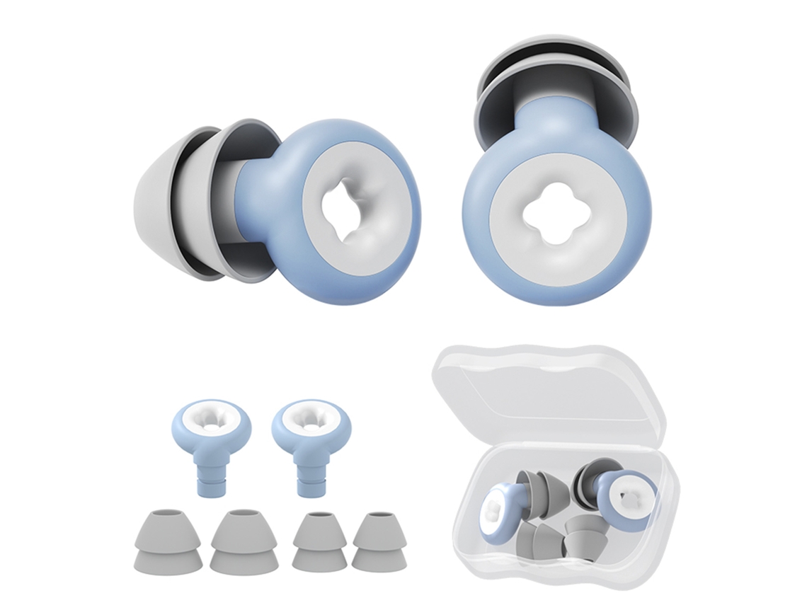 Protetor Auricular De Silicone Reutilizável Anti-ruído Para Dormir Azul