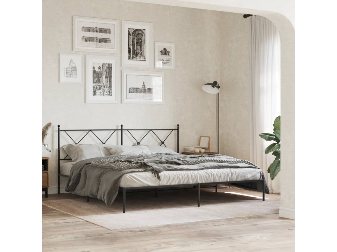Vidaxl Estrutura De Cama Com Cabeceira 183x213 Cm Metal Preto