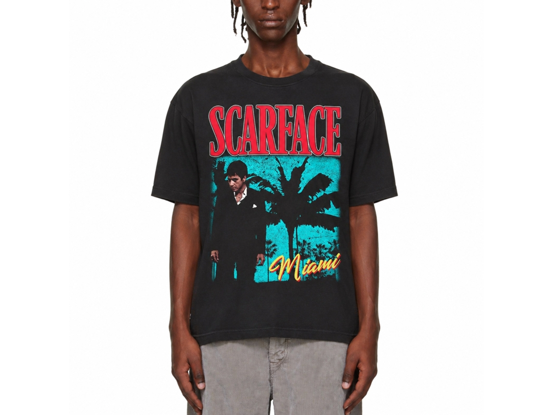 Rockinstone Scarface Movie Palms Miami Bright Black Adult T-shirt Size:m