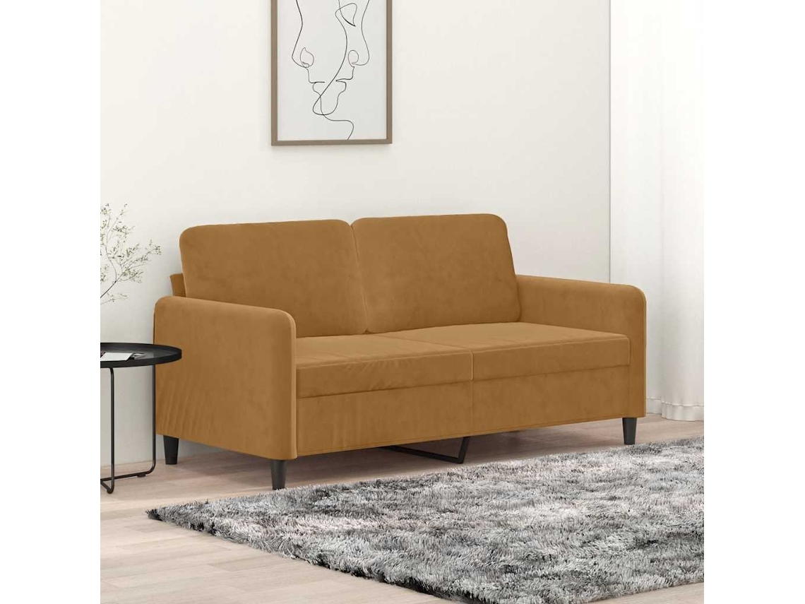 Vidaxl Sofá De 2 Lugares Veludo 140 Cm Castanho