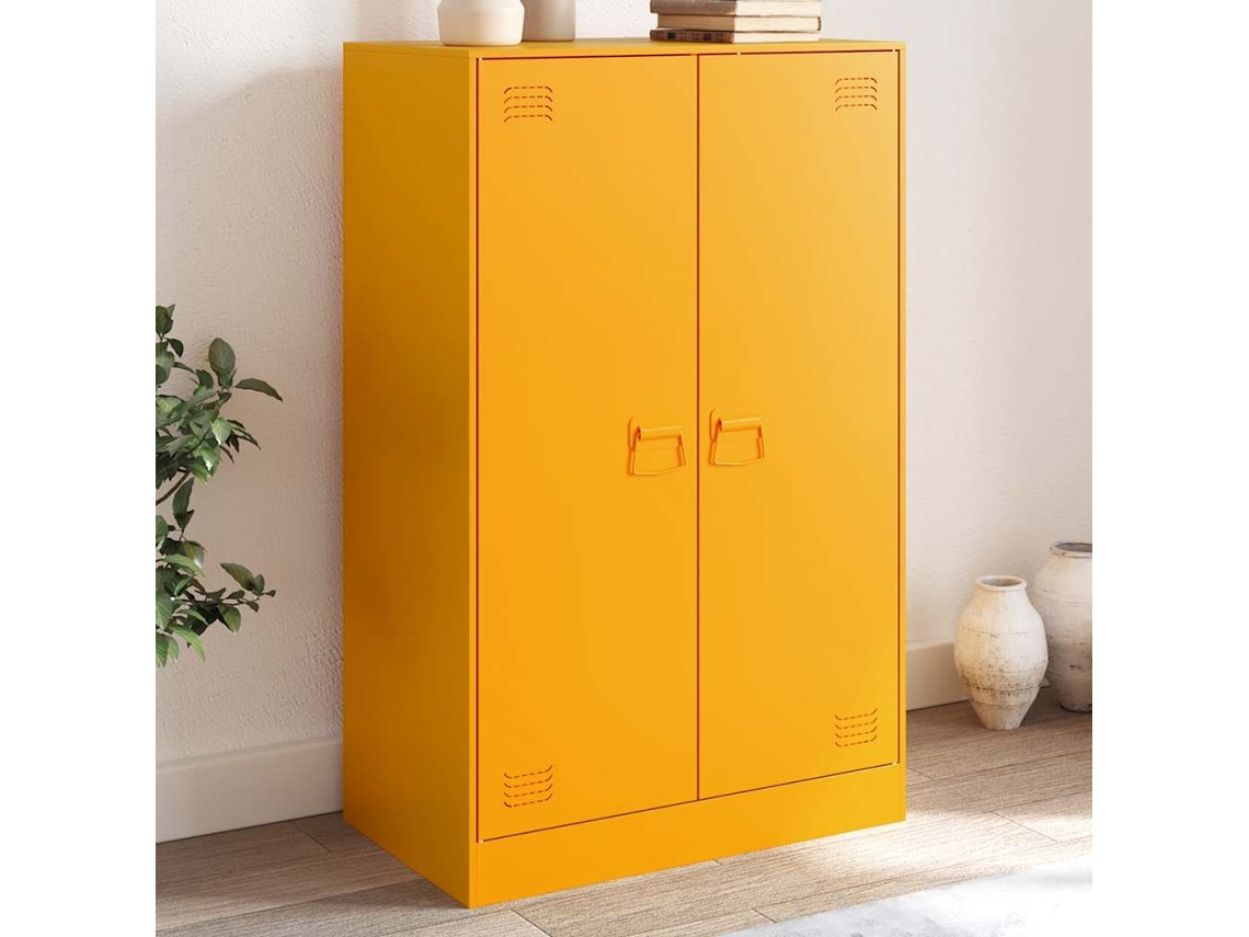 Aparador 67x39x107 cm Acero Amarillo Mostaza