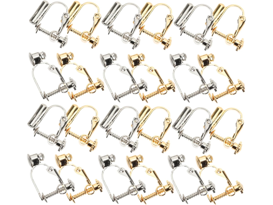 12 Pares De Adaptadores De Metal Com Clipe Para Brincos Sem Furo.
