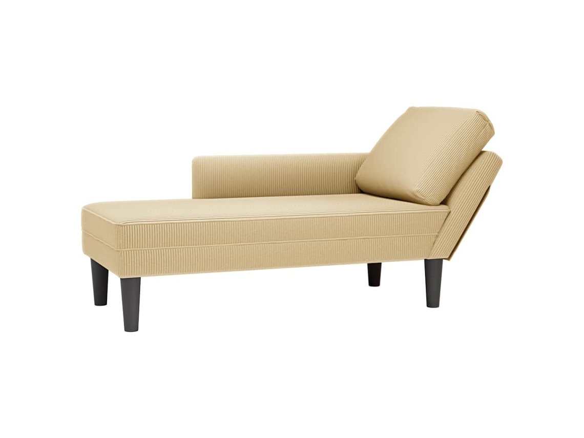 Vidaxl Chaise Lounge Com Almofada Tecido Corduroy Verde Cinzento