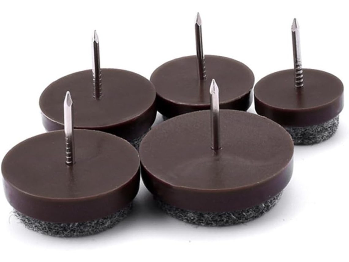 Orfofe 32-protetores De Piso Antiderrapantes Para Móveis, 17mm, Em Feltro Marrom, Para Cadeiras E Mesas, Silenciosos