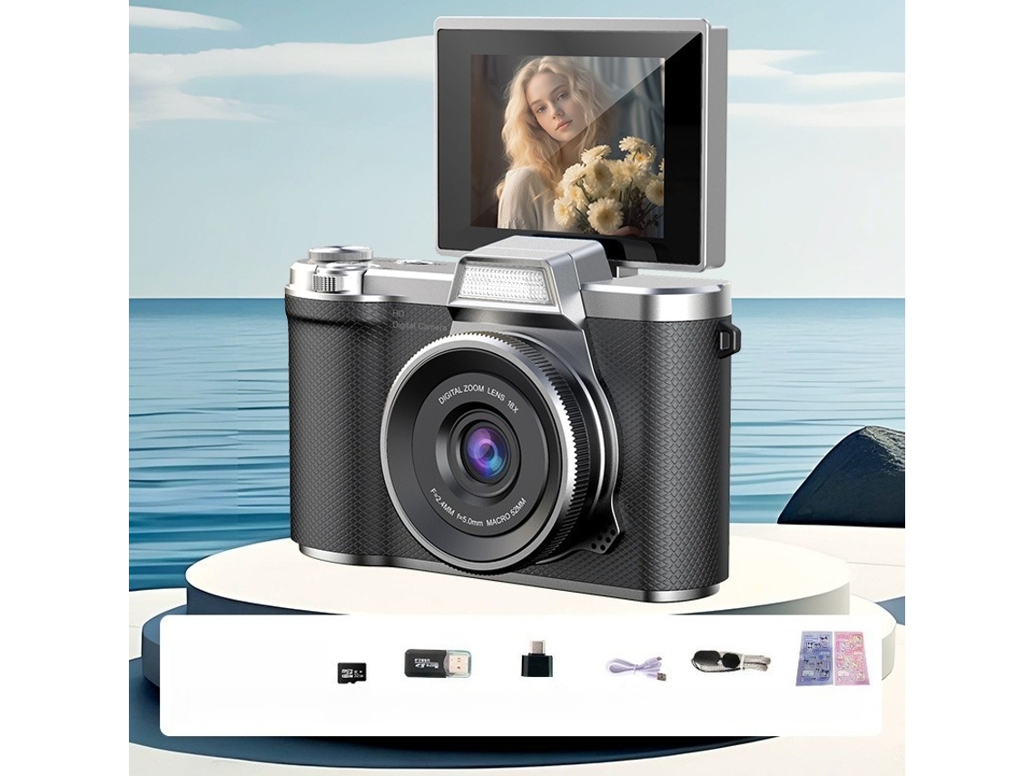 Câmara Digital Tela Articulada De 2,4 Polegadas Com Luz De Preenchimento (preta - Cartão De 32 Gb) Cuich