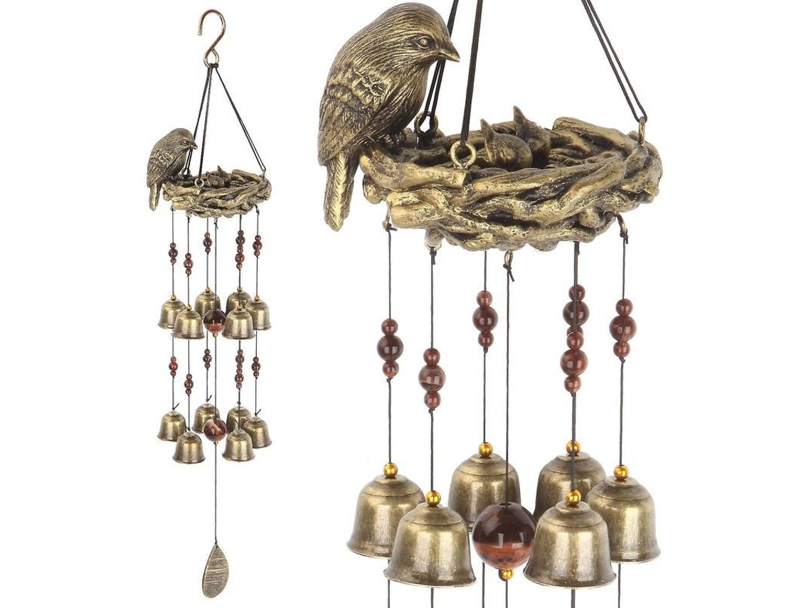 Campanillas De Viento Nido De Pájaro Con 12 Campanas Regalo Para Mamá Decoración Jardín Patio Iglesia