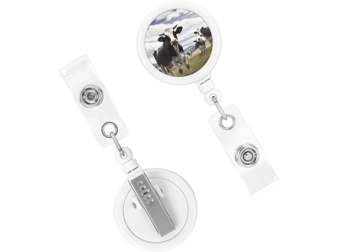 Suporte para Crachá Retrátil e Resistente, com Espirais de Identificação da Fazenda, Suporte para Crachá Resistente, com Clipes