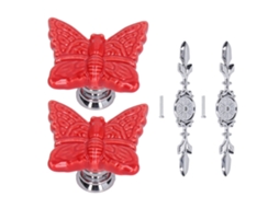 Manoplas de Gaveta Borboleta Vermelha 1077d
