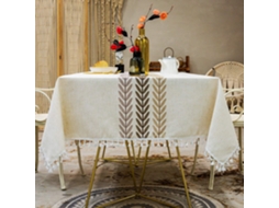 Lurelia Toalha De Mesa Algodão Linho 140x140cm 5 Cm Bordado Borlas Macio